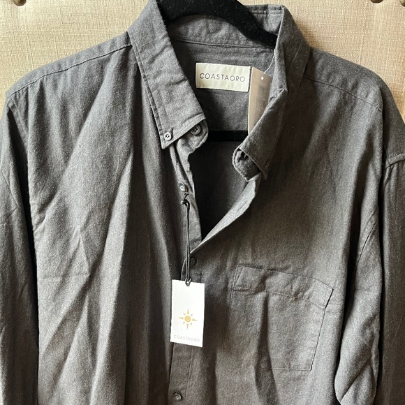 Coastaoro Men’s Cotton Button Down Gray/Coal – Size Large – NWT - Picture 2 of 3